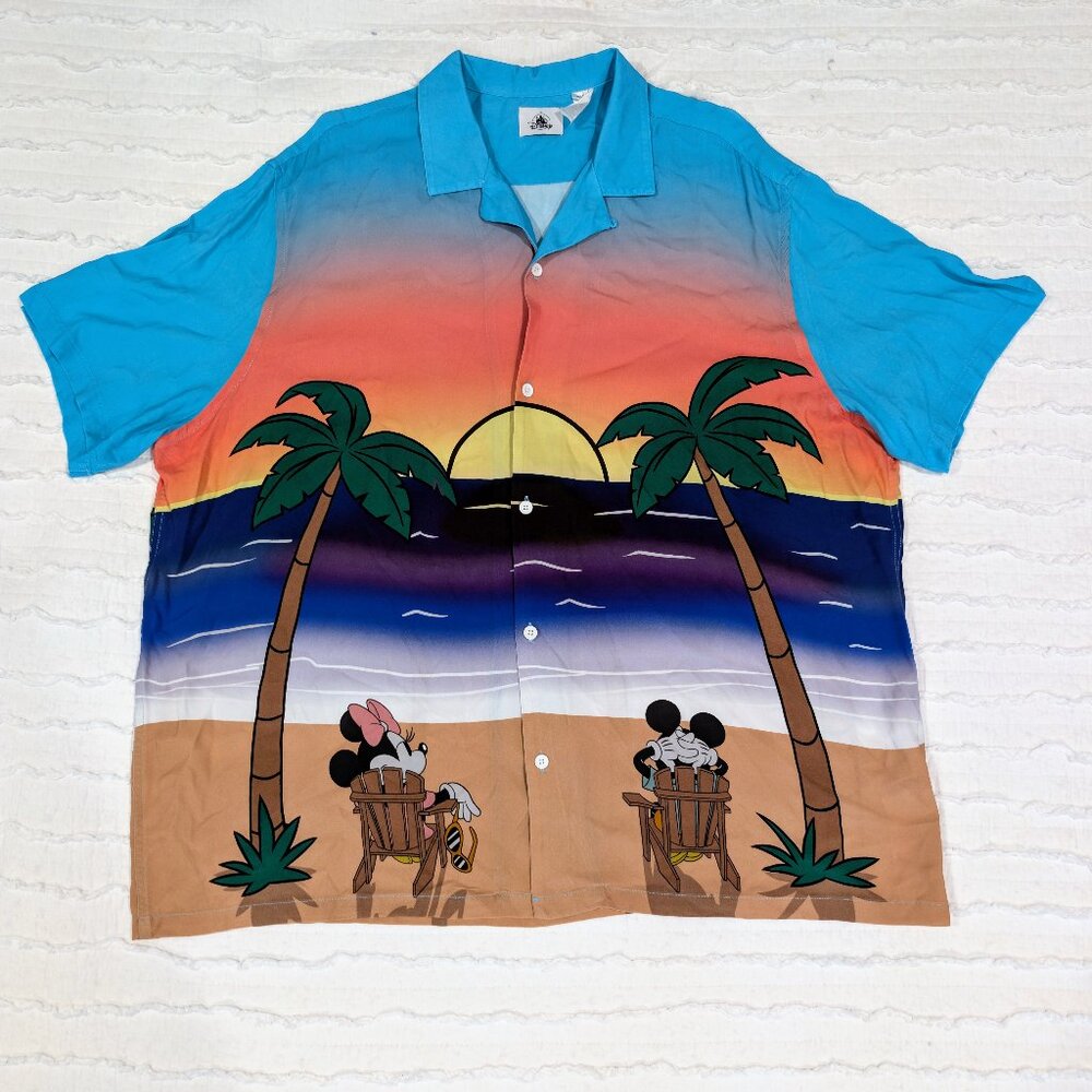 Disney Parks Mickey & Minnie Mouse Summer Camp Shirt | Sunset Beach Graphic | 3X - Picture 2 of 8